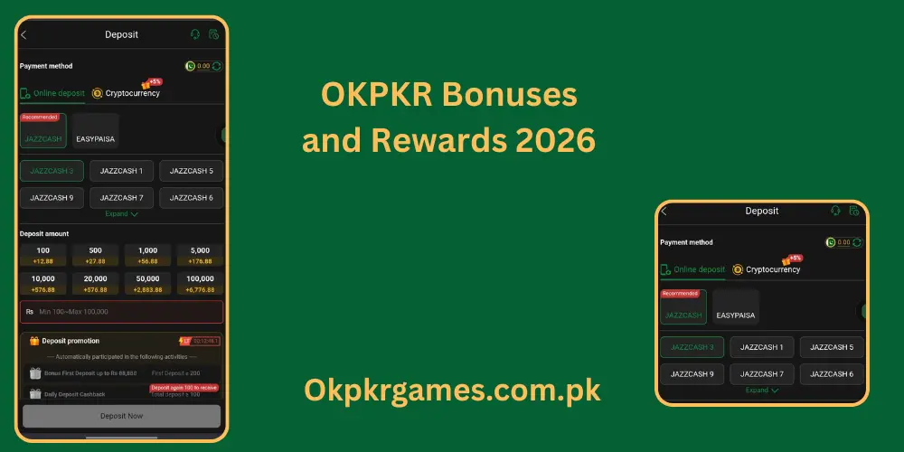 OK PKR Game Deposit And Bonus